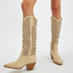 Free People Brand New Cowboy Boots. “Diamonds Are Forever” Boots in Sand Suede.